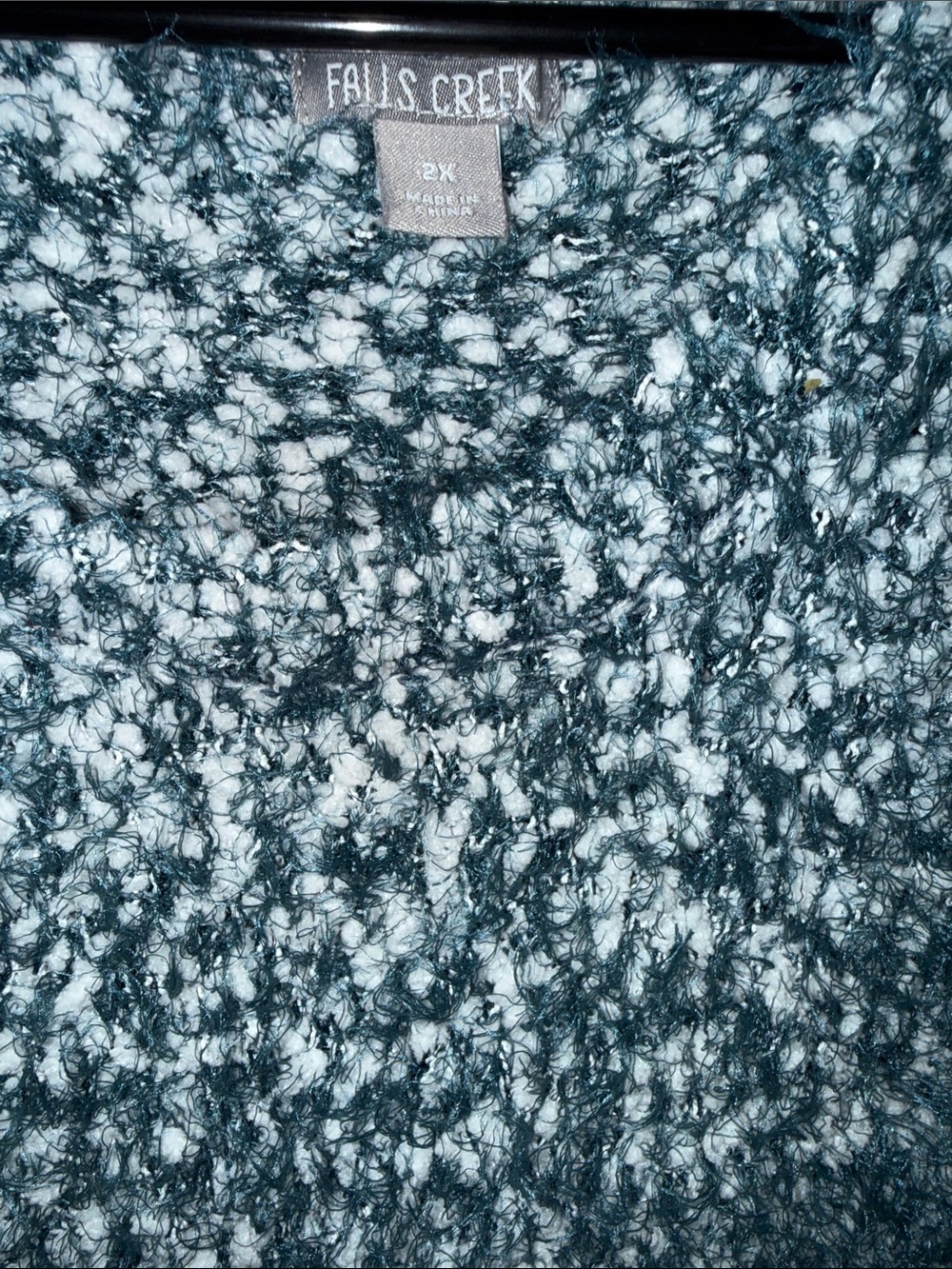 Falls Creek Marled Charcoal & White Fuzzy Crewneck Sweater - Picture 2 of 3